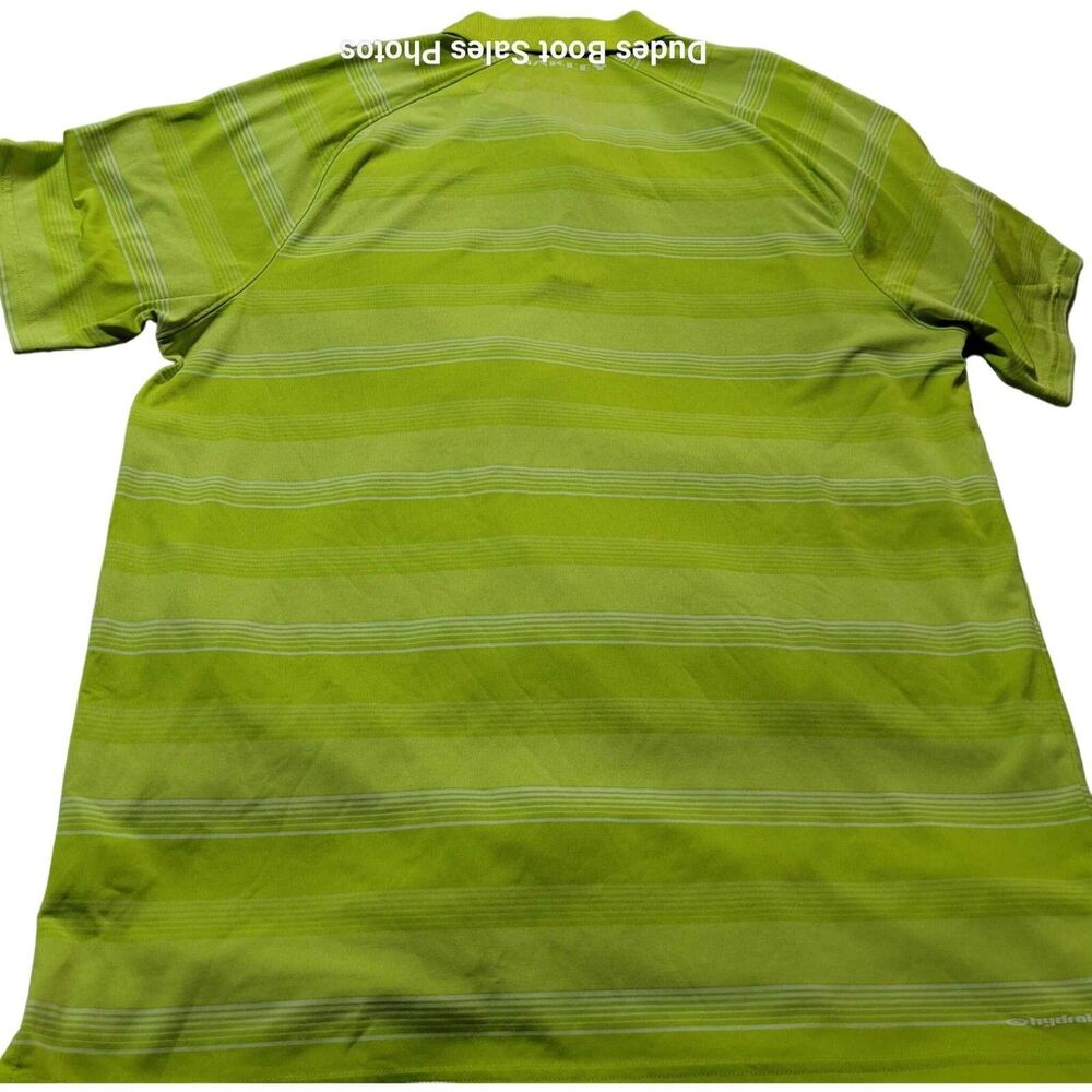 Oakley Polo Shirt Yellow Green Striped Mens Large Hydrolix